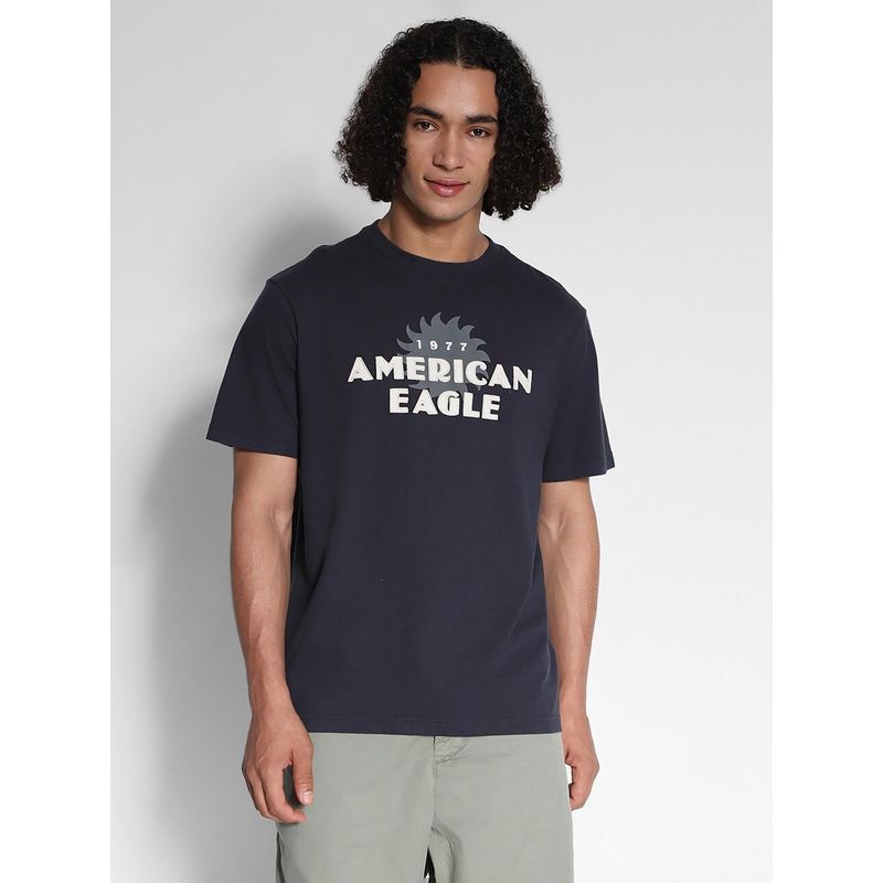 American Eagle Men Black Logo Graphic T-Shirt (XS)
