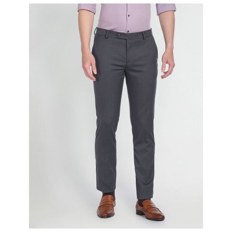 Arrow Slim Fit Mid Rise Formal Trousers-Grey (38)