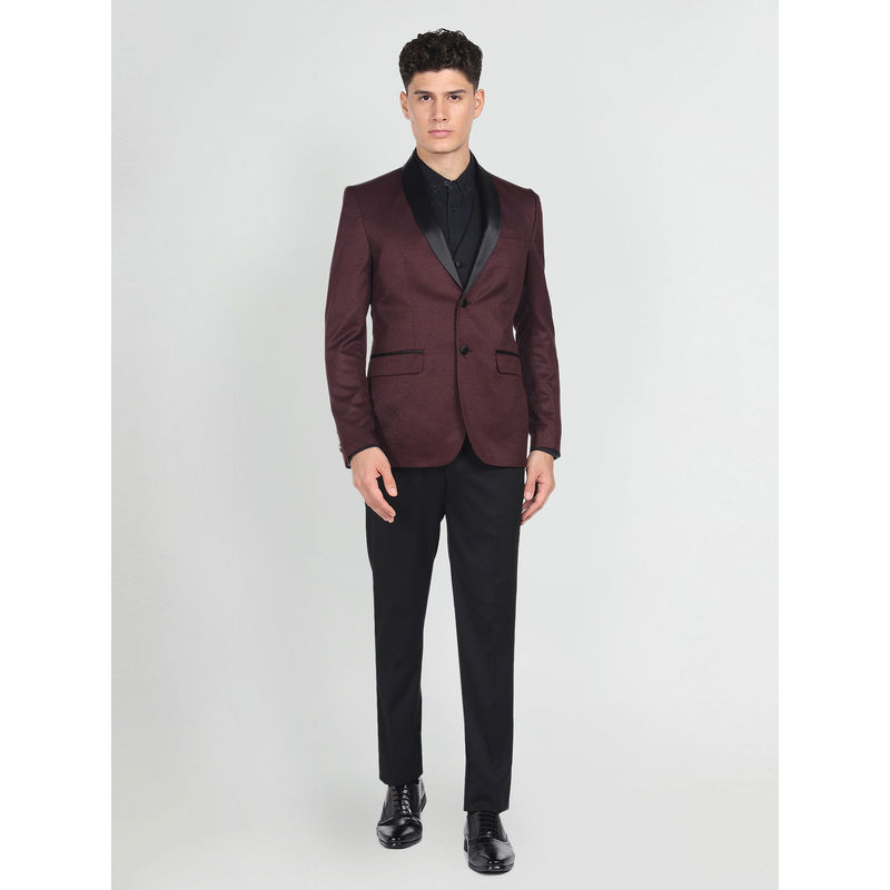 Arrow Men Wine Tailored Regular Fit Suit (Set of 3) (44)
