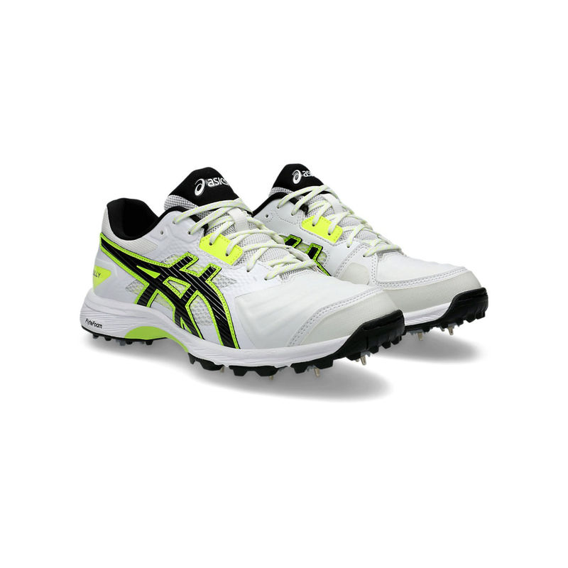 ASICS Men Gel-Gully 7 White Safety Yellow Cricket Shoes (UK 9)