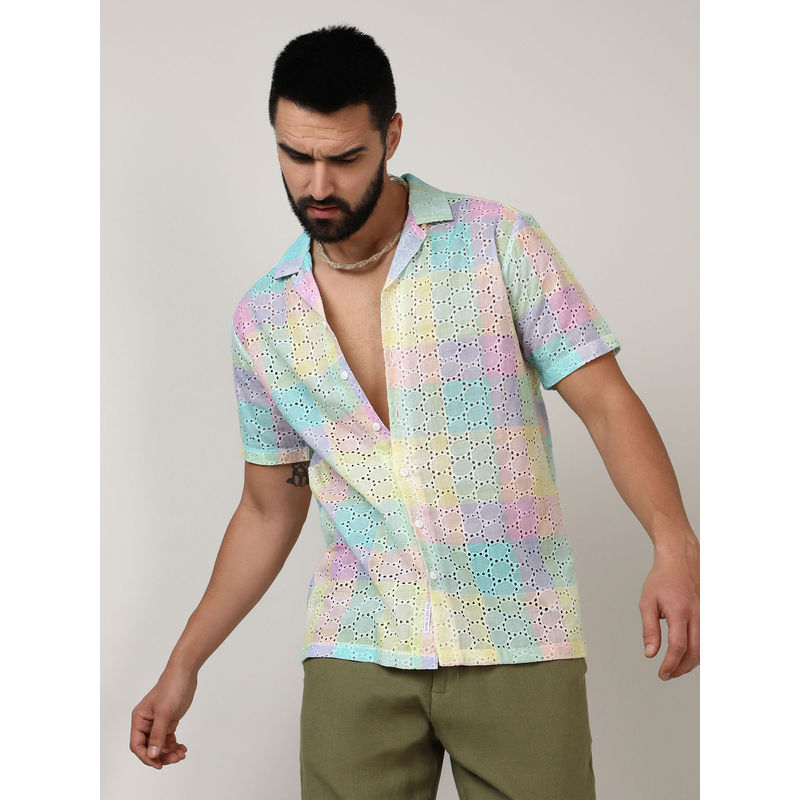 Campus Sutra Mens Multicolour Pastel Block Shirt (XL)