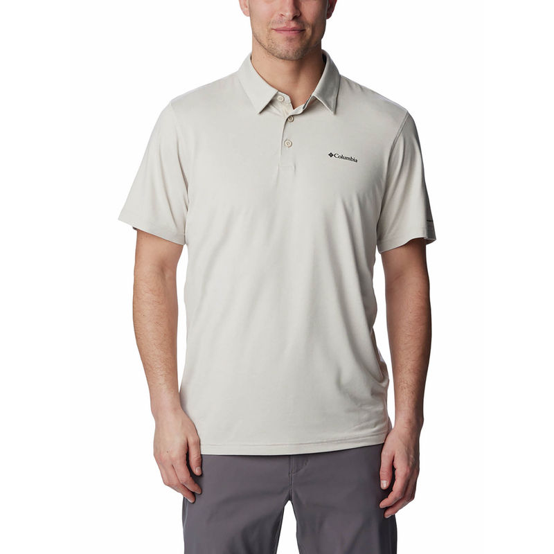 Columbia Mens Off White Tech Trail Short Sleeve Trekking Hiking Polo T-Shirt (S)