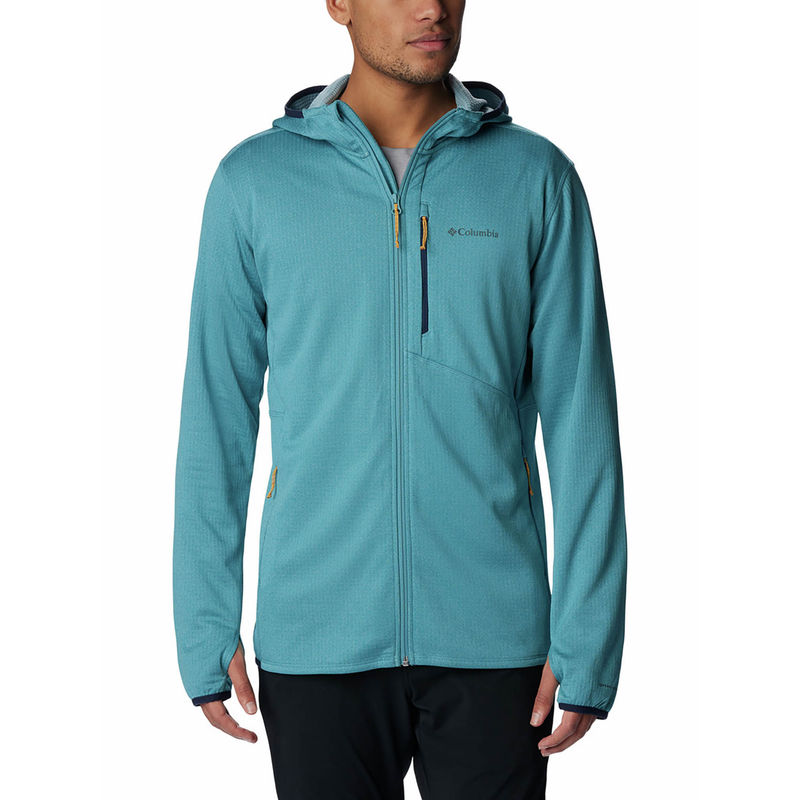 Columbia Mens Blue Park View Hoodie Full Sleeve Trekking Hiking Fleece Jacket (S)