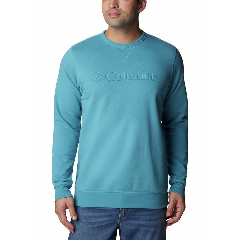 Columbia Mens Blue Crew Full Sleeve Trekking Hiking Fleece Sweatshirt (M)