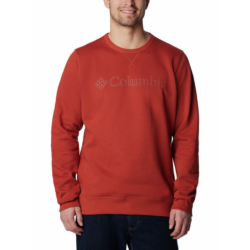 Columbia Mens Red Crew Full Sleeve Trekking Hiking Fleece Sweatshirt (S)