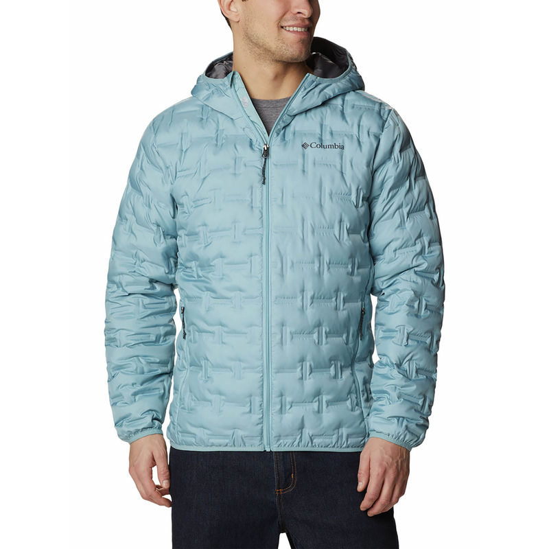 Columbia Mens Blue Delta Ridge Down Hooded Full Sleeve Trekking Hiking Jacket (M)
