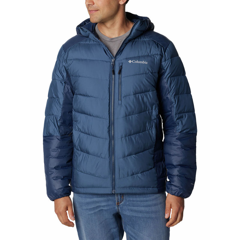 Columbia Mens Blue Labyrinth Loop Hooded Full Sleeve Trekking Hiking Jacket (S)