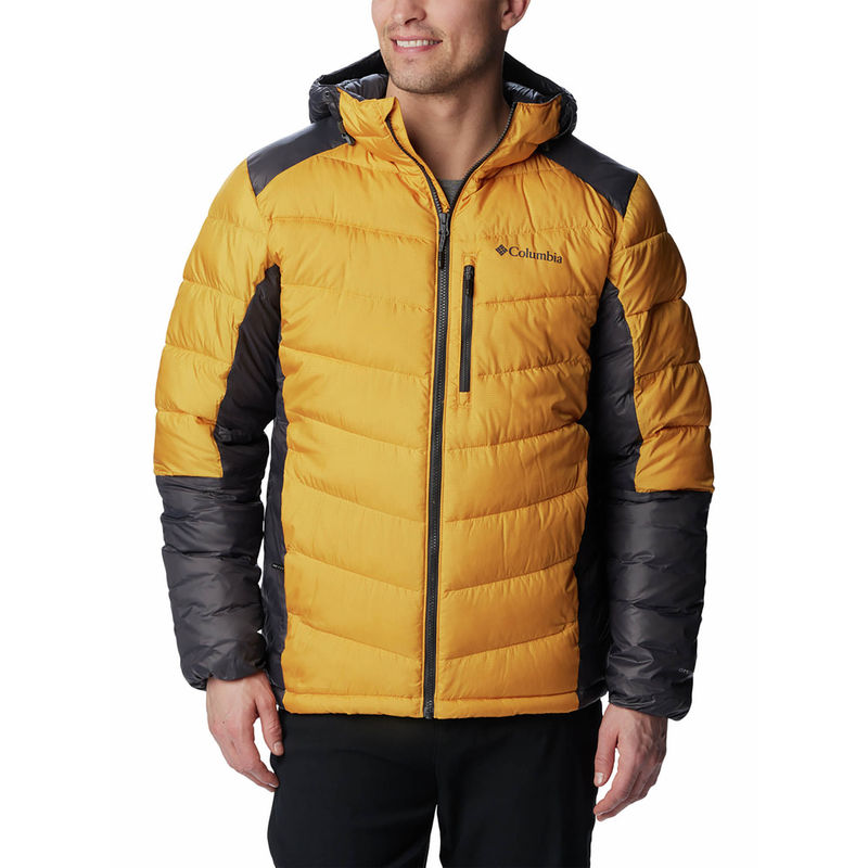 Columbia Mens Yellow Labyrinth Loop Hooded Full Sleeve Trekking Hiking Jacket (S)