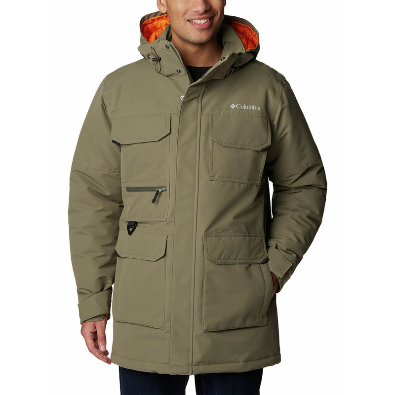 Columbia Mens Green Land Roamer Parka Full Sleeve Trekking Hiking Jacket (S)
