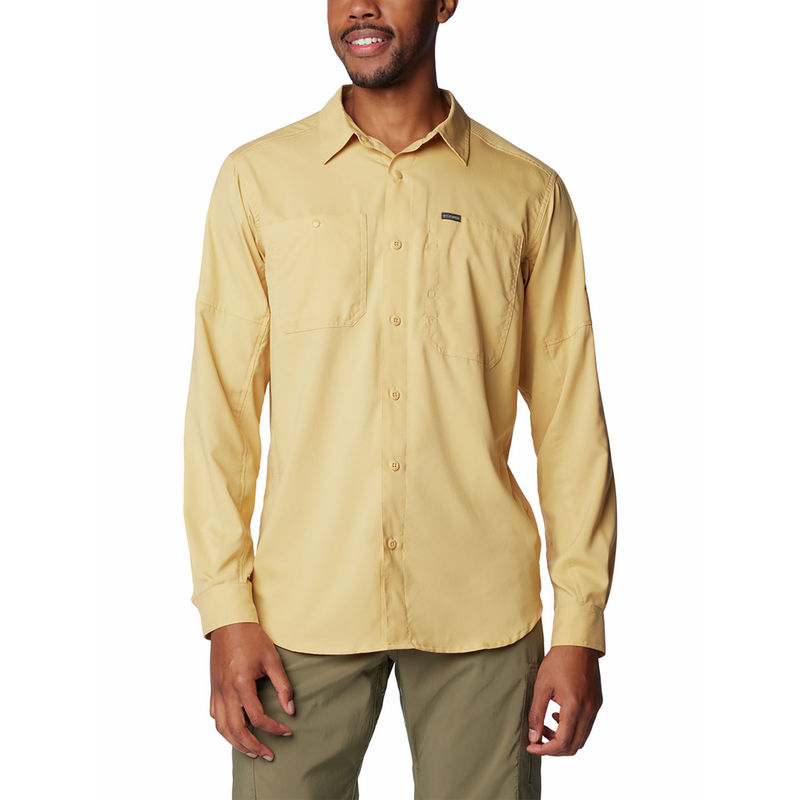 Columbia Mens Beige Omni-Shade Silver Ridge Utility Lite Long Sleeve Shirt (L)