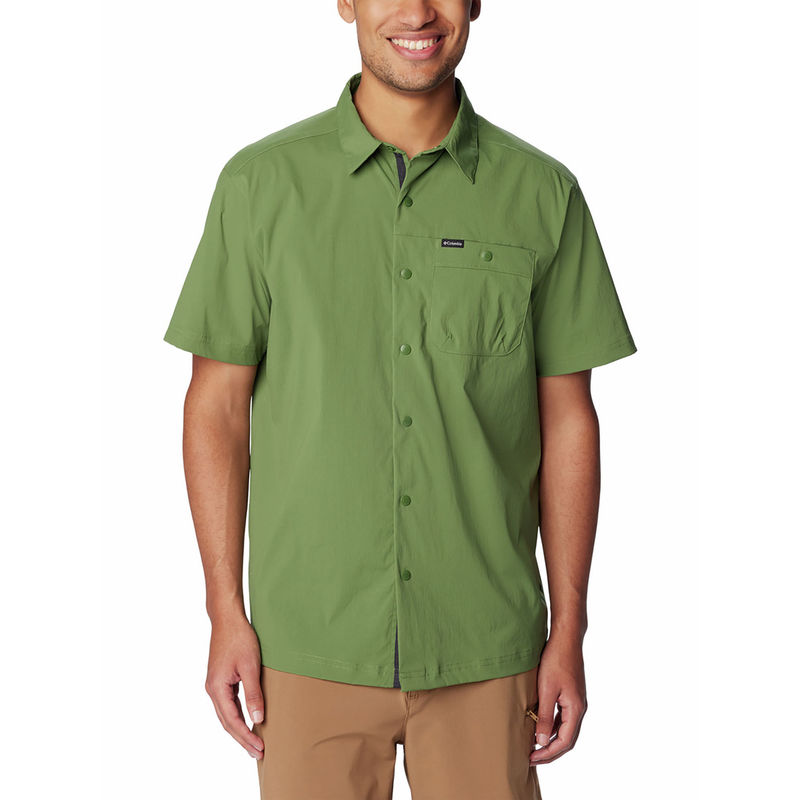 Columbia Mens Green Omni-Shade Landroamer Ripstop Short Sleeve Shirt (L)