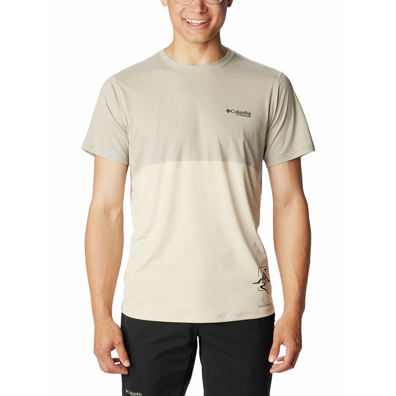 Columbia Mens Grey Omni-Wick Cirque River Graphic Short Sleeve Crew Tshirt (XL)