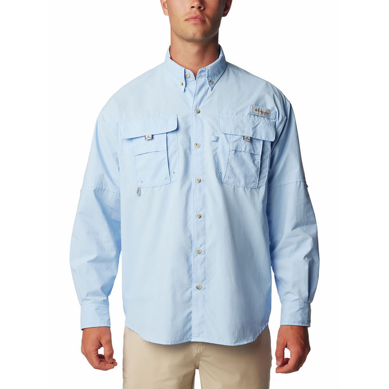 Columbia Mens Blue Omni-Shade Bahama II Long Sleeve Shirt (L)