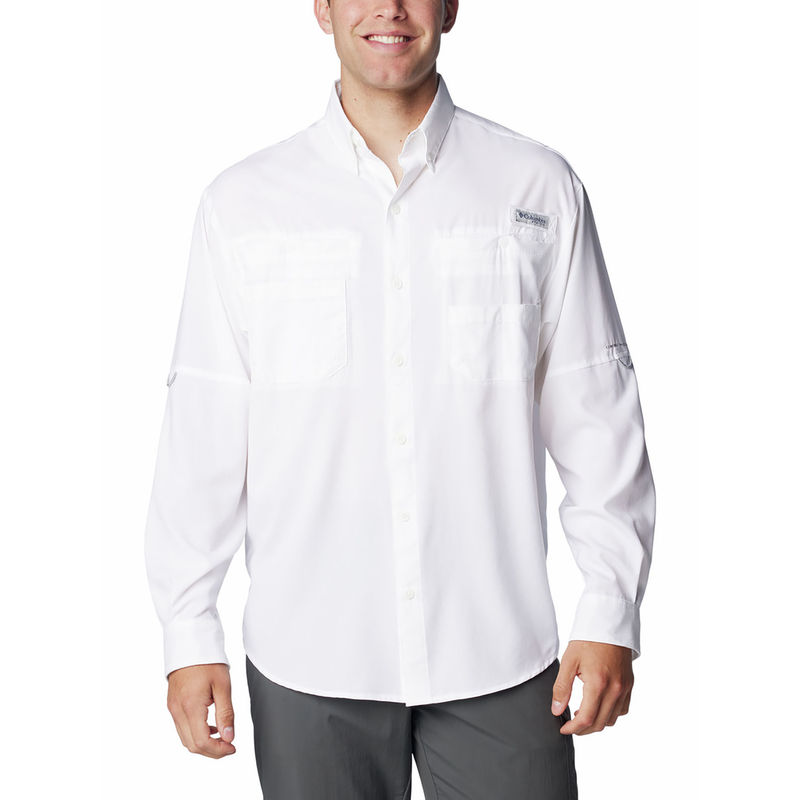 Columbia Mens White Omni-Wick Tamiami II Long Sleeve Shirt (L)