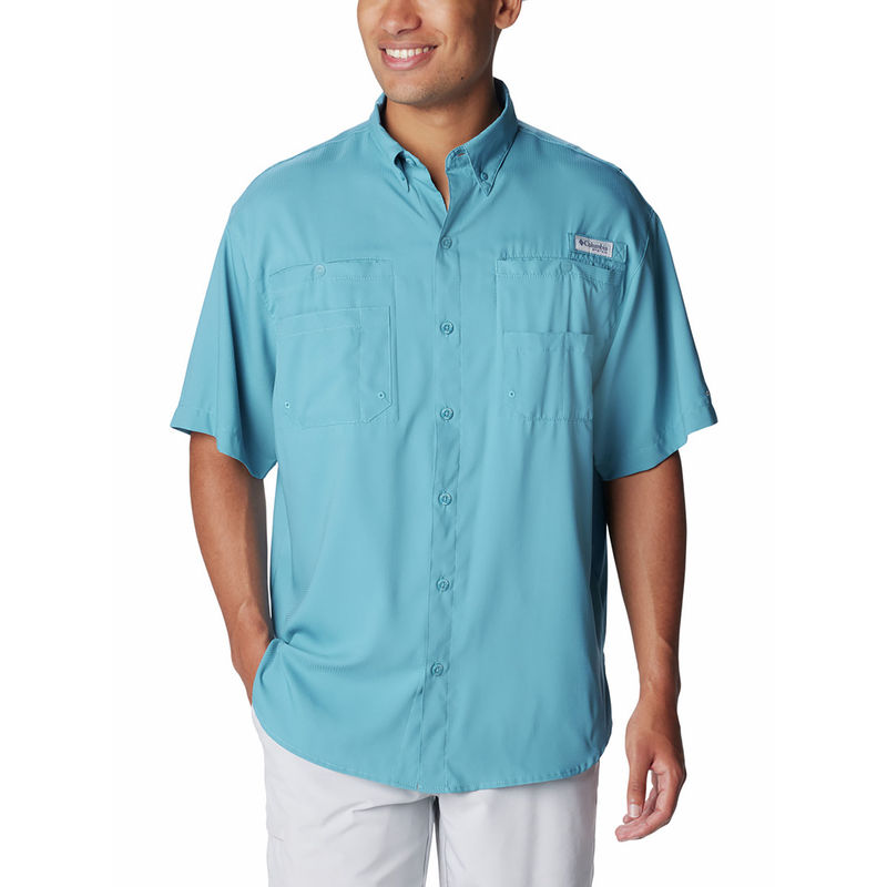 Columbia Mens Blue Omni-Wick Tamiami II Short Sleeve Shirt (M)