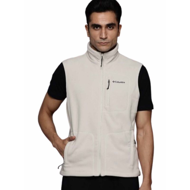 Columbia Mens Beige Fast Trek Fleece Vest (S)