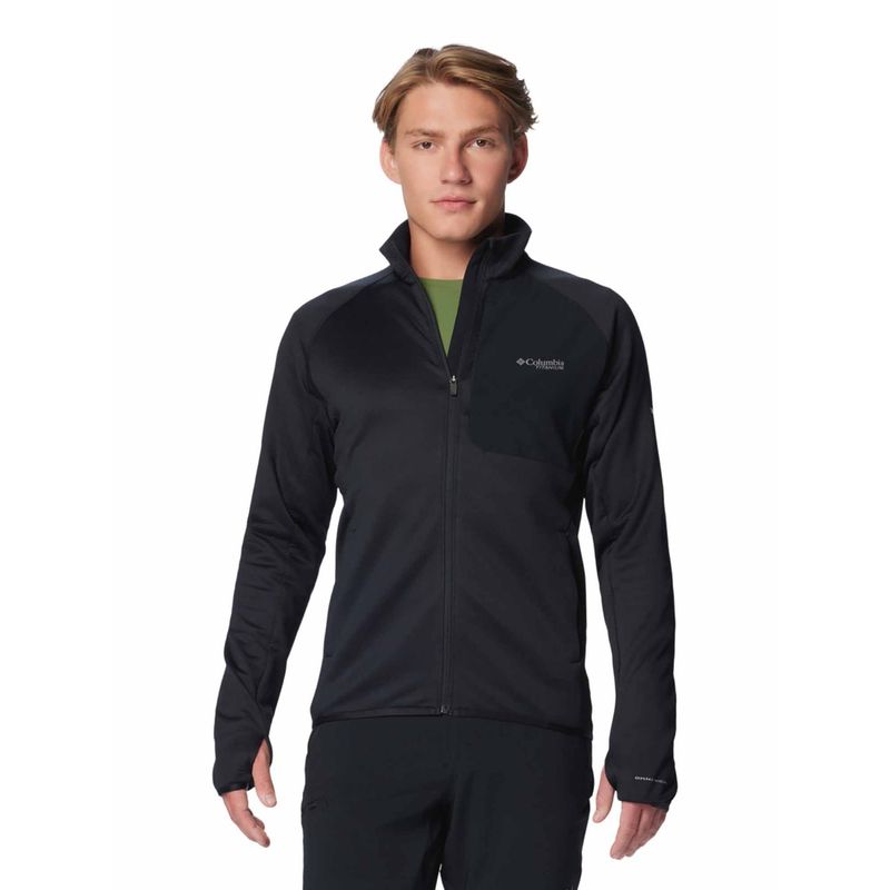 Columbia Mens Black Omni-Wick Triple Canyon Grid Fleece Full Zip II Jacket (XL)
