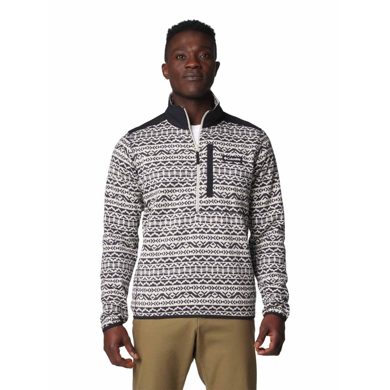 Columbia Mens Beige Sweater Weather Printed Half Zip II Pullover (L)