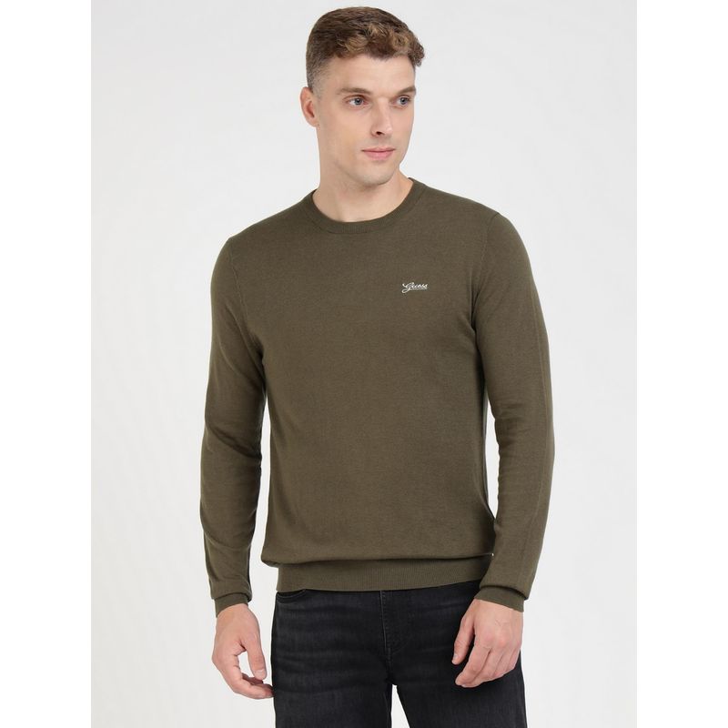 Guess Olive Solid Sweater (XL)