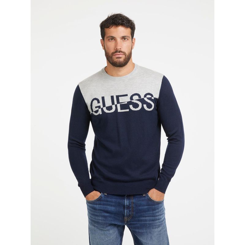Guess Blue Colorblock Sweater (S)