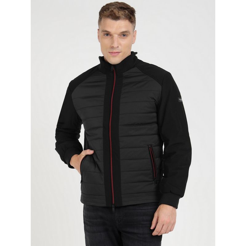 Guess Black Polyamide Blend Solid Biker Jacket (M)
