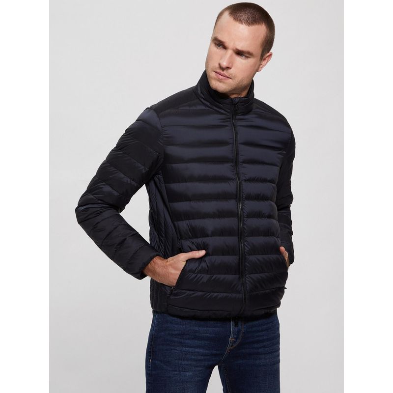 Guess Navy Blue Polyamide Solid Puffer Jacket (S)