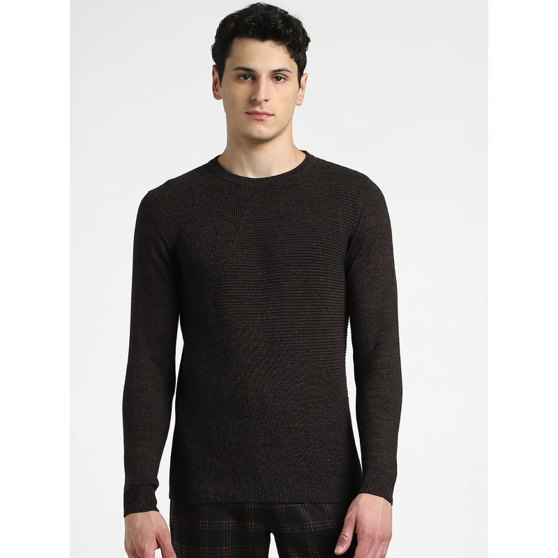 Jack & Jones Men Solid Brown Sweater (S)