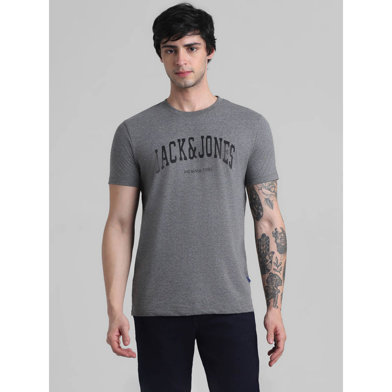 Jack & Jones Grey Slim Fit Non Stretch T-Shirts (M)