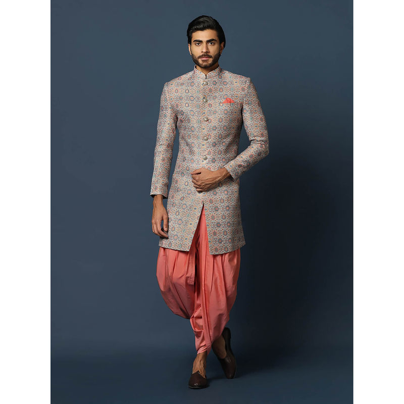 KISAH Mens Grey Sherwani Dhoti (Set of 2) (38)