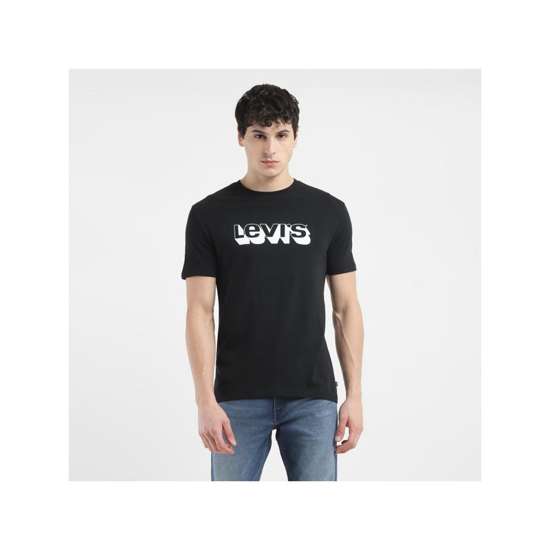 Levi's Mens Black Brand Logo Crew Neck T-Shirt (L)