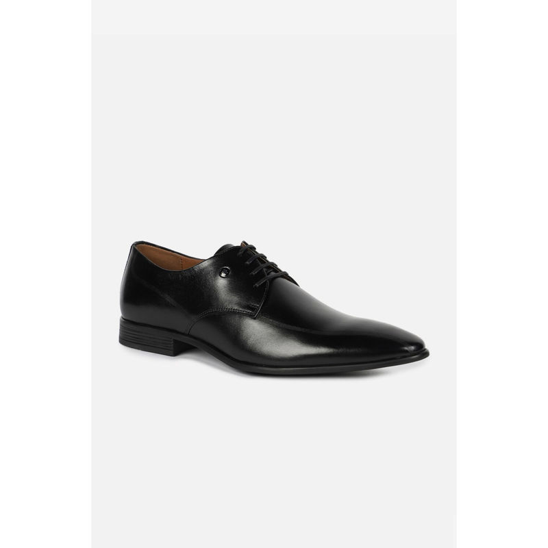 Louis Philippe Men Black Leather Derbies Shoes (UK 8)