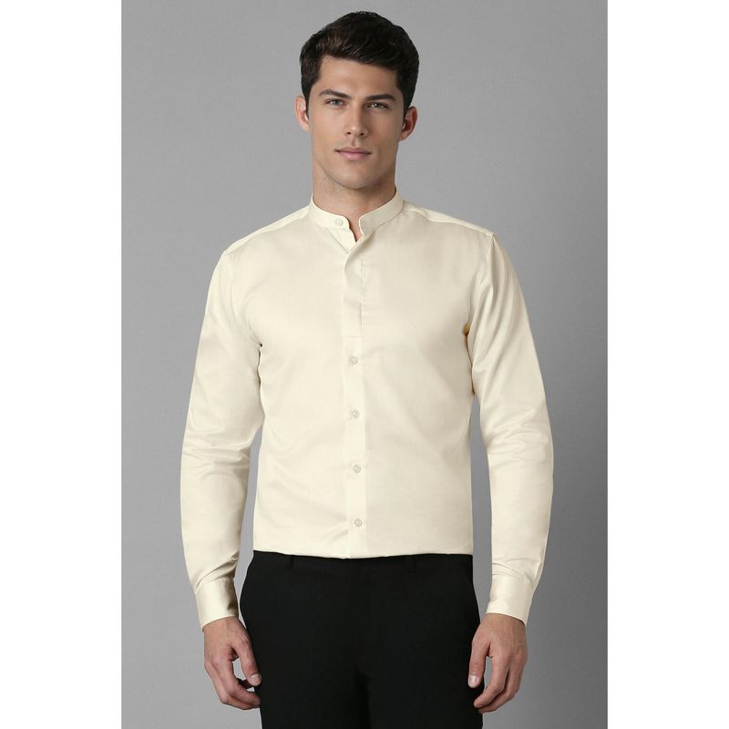 Louis Philippe Men Cream Slim Fit Solid Full Sleeves Formal Shirt (39)