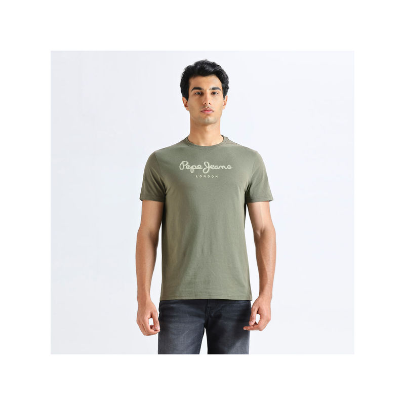 Pepe Jeans Olive Crew Neck Short Sleeve T-Shirt (S)