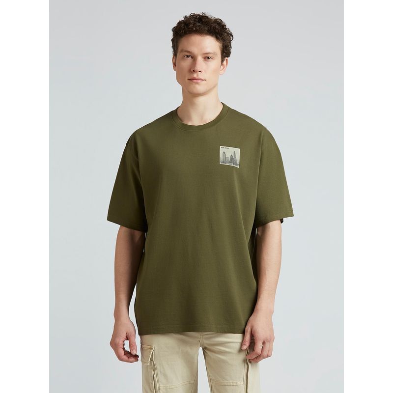 Pepe Jeans Olive Back Print Short Sleeves Oversized T-Shirt (S)