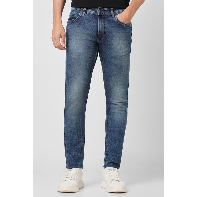 Peter England Men Blue Mid Wash Low Skinny Fit Jeans (30)