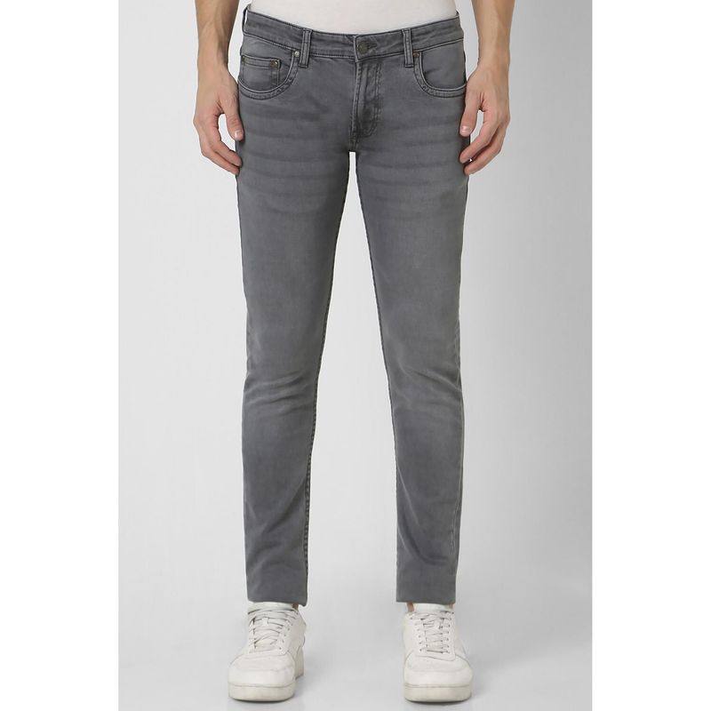 Peter England Men Grey Light Wash Low Skinny Fit Jeans (34)