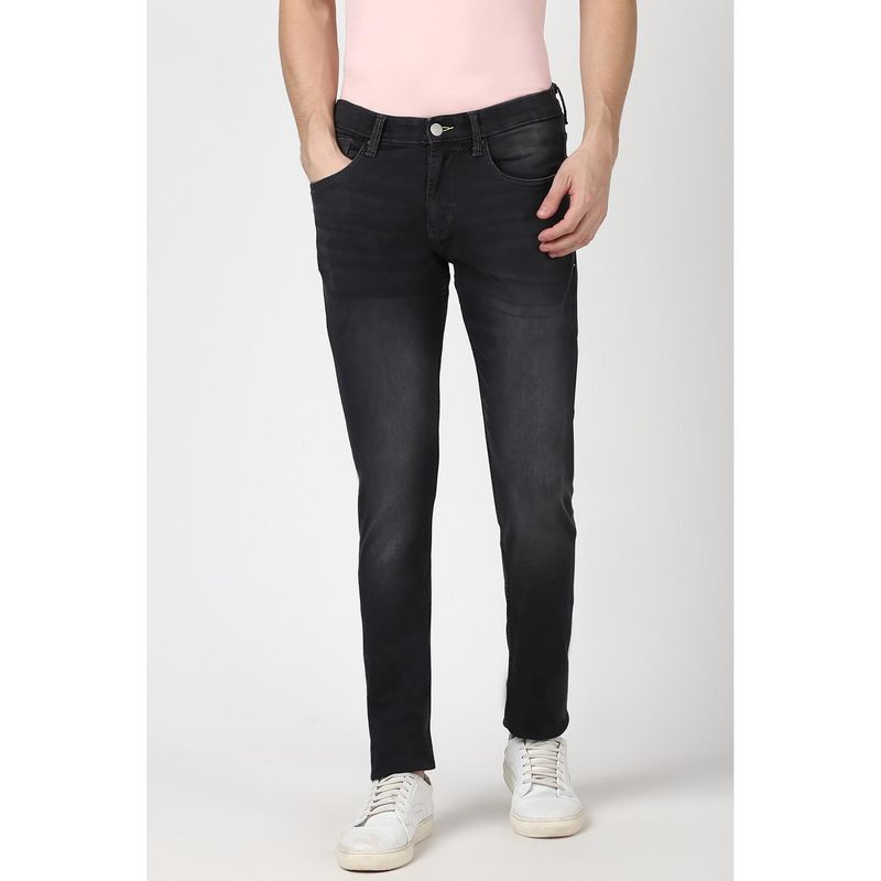 Peter England Men Black Light Wash Low Skinny Fit Jeans (30)