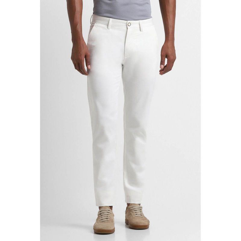 Peter England Men White Solid Super Slim Fit Chino Casual Trousers (36)