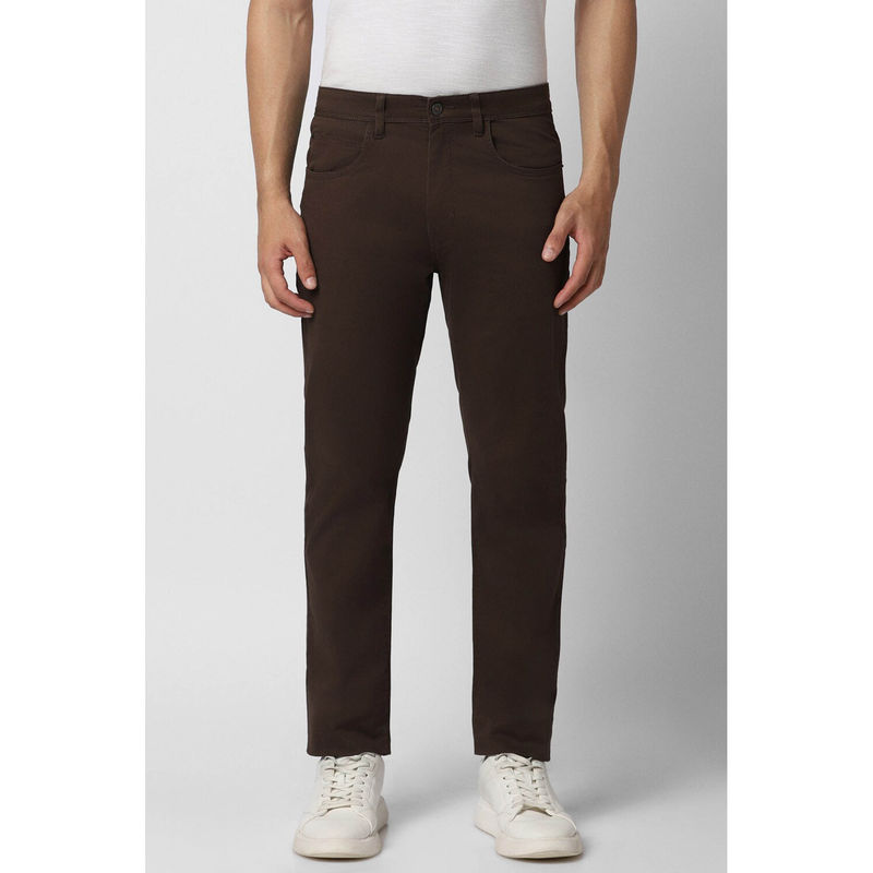 Peter England Men Brown Solid Super Slim Fit Chino Casual Trousers (28)