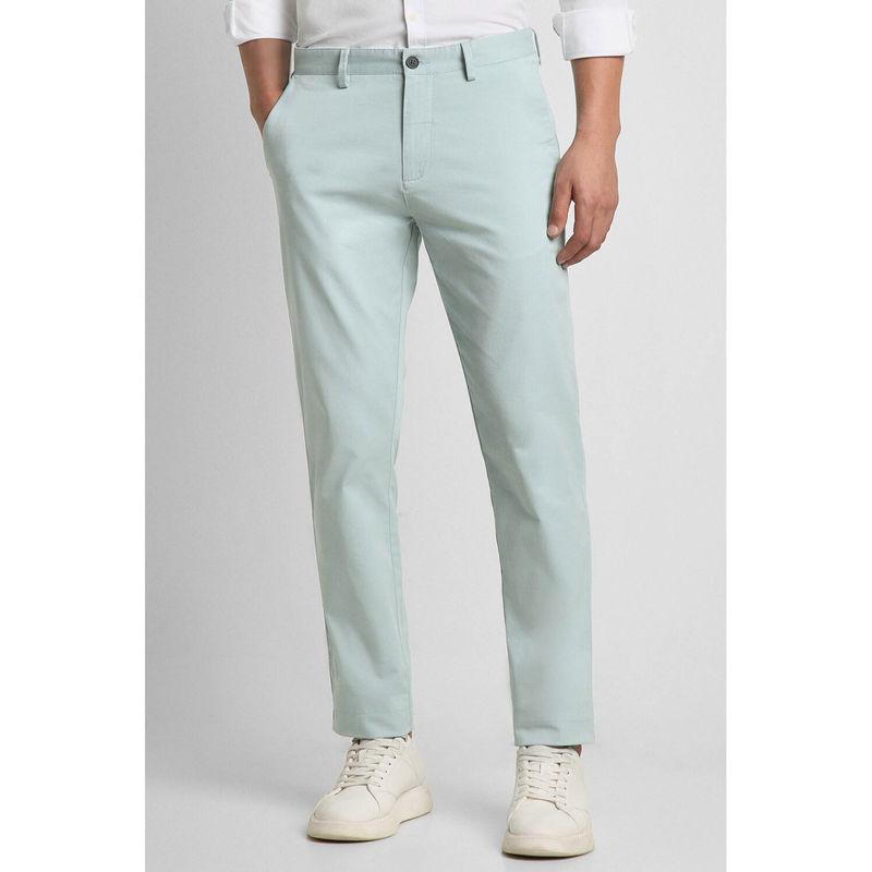 Peter England Men Blue Solid Super Slim Fit Chino Casual Trousers (30)