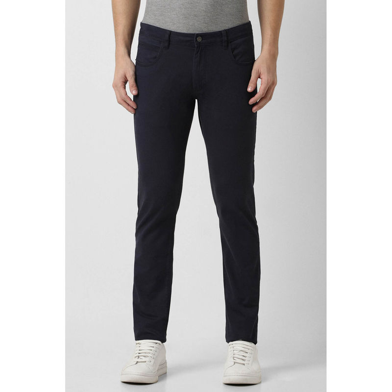 Peter England Men Navy Solid Low Skinny Fit Chino Casual Trousers (28)