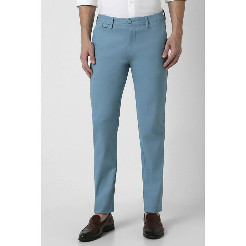 Peter England Men Blue Textured Super Slim Fit Chino Casual Trousers (30)