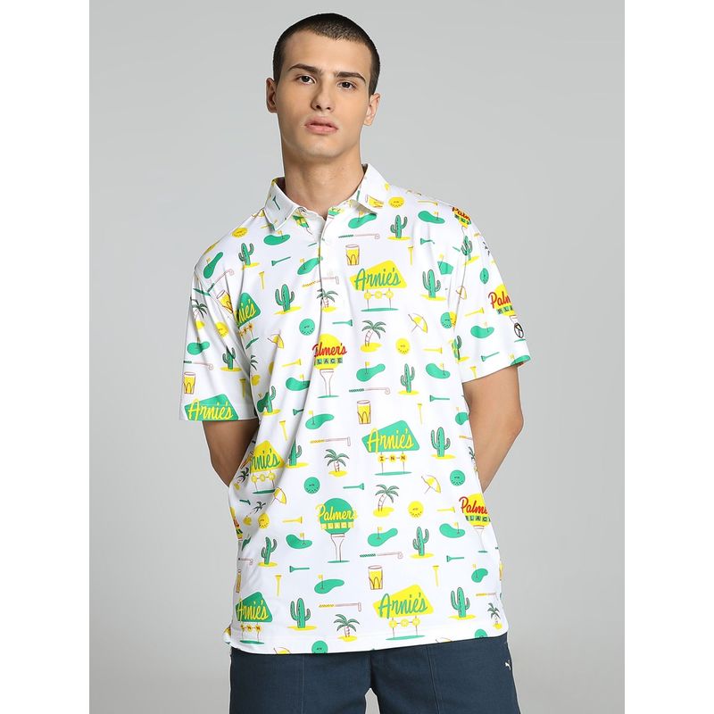 Puma Ap Cloudspun Palmer Men White Polo T Shirt (S)