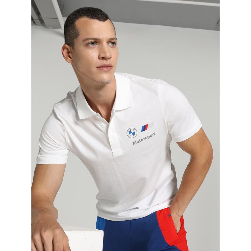 Puma BMW MMS Essentials Men White Polo T-Shirt (M)