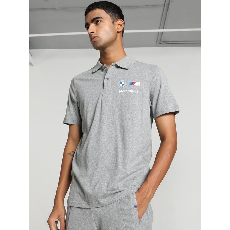 Puma BMW MMS Essentials Men Grey Polo T-Shirt (M)