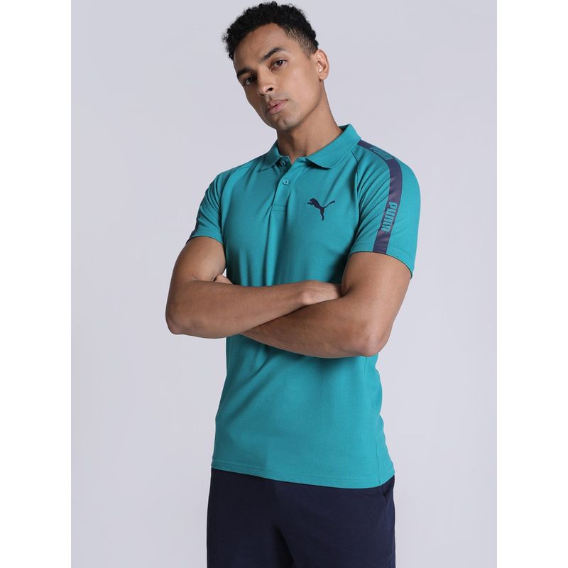 Puma Raglan Men Green Polo T-Shirt (S)