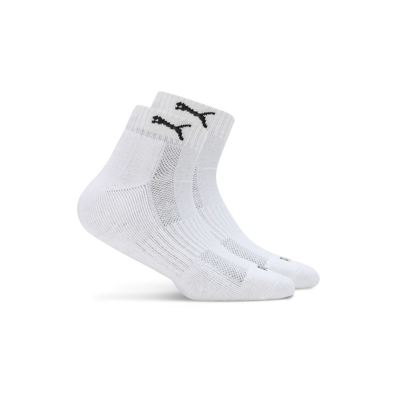 Puma Cushioned Quarter Unisex White Socks (Pack of 2) (37/40)