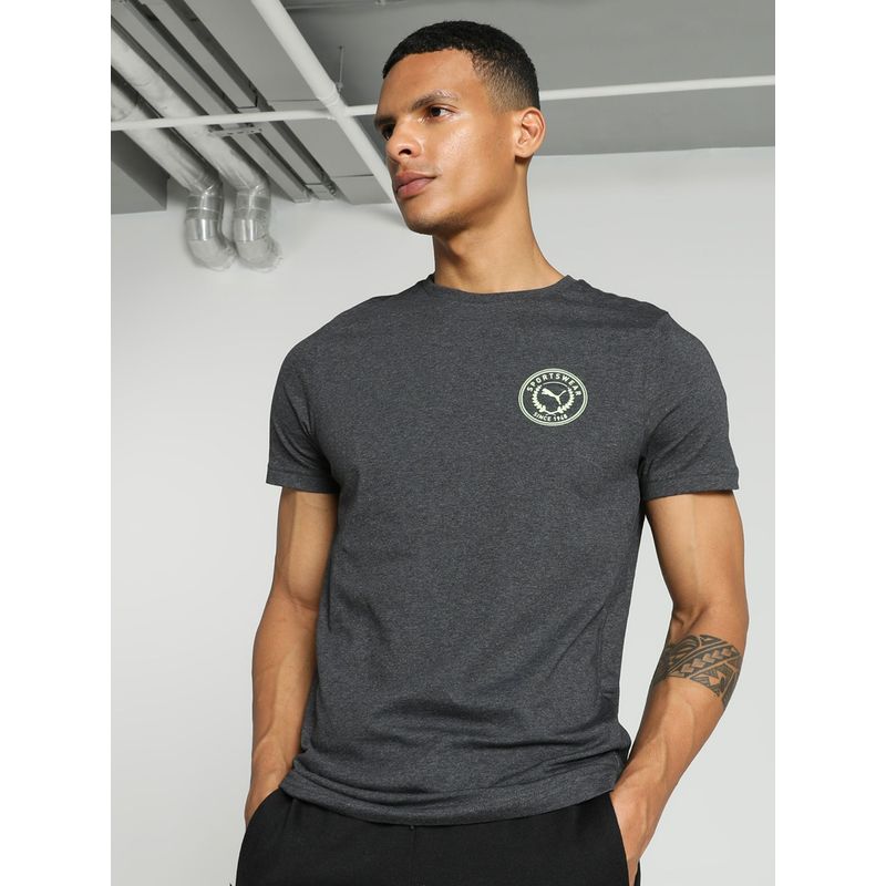 Puma Varsity Graphic Men Grey T-Shirt (S)