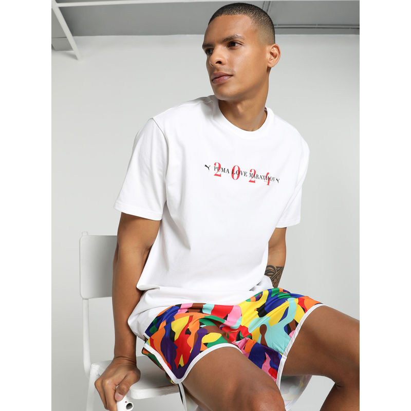 Puma LOVE MARATHON Unisex White T-Shirt (L)