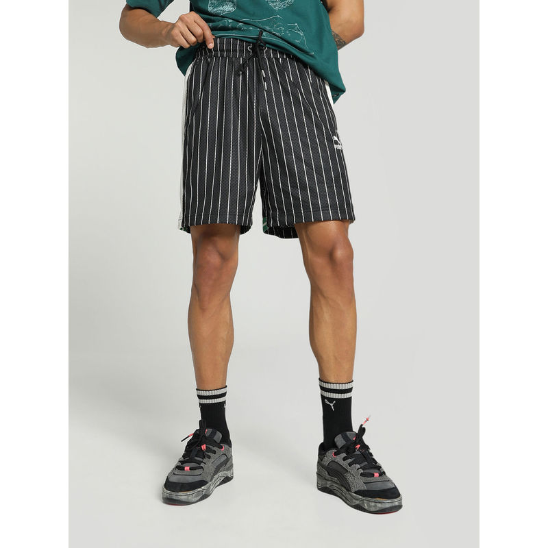 Puma T7 Mesh Mens Stripes Black Shorts (XS)